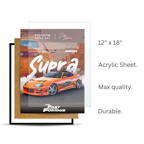 Image of Posternet TOYOTA Supra MK4 Wall Poster Frames | 12x18 inch | Fast and Furious Themed JDM Cars | Hanging Wall Artwork Frames for Living Room, Bedroom, Office and Etc