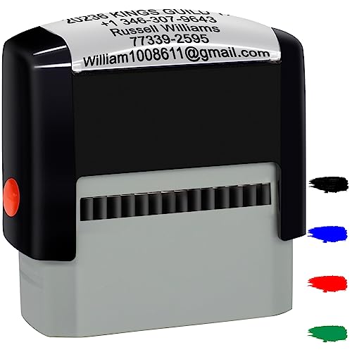 Frogaily Tampon personnalisé (70 x 25 mm -5 lignes) Tampon auto-encreur personnalisé Tampon en...