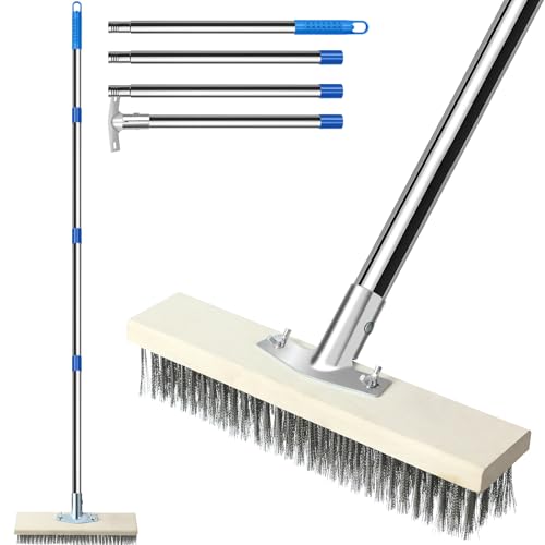 Ezkamfort Wire Broom, with 163cm Adjustable Handle,Rigid Steel Bristles Professional-Grade Outdoor Scrubber for Stubborn Moss, Algae & Debris on Patios, Decks & Gardens 1 Ezkamfort Wire Broom, with 163cm Adjustable Handle,Rigid Steel Bristles Professional-Grade Outdoor Scrubber for Stubborn Moss, Algae & Debris on Patios, Decks & Gardens
