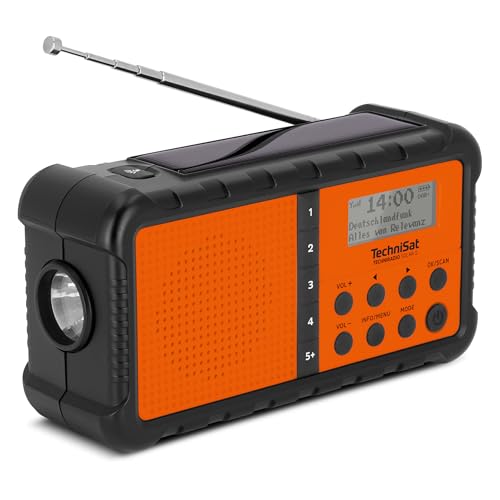 TechniSat TECHNIRADIO SOLAR 2 – DAB+/UKW Solar-Kurbel-Radio (mobiles Camping Radio mit Solarpanel, Akku, USB Powerbank-Funktion, LED-Taschenlampe, Favoritenspeicher, Gehäuse aus Meeresplastik, 1 W)