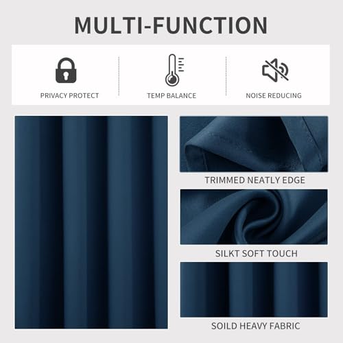 Image of Joydeco Blackout Curtains 90 Inches Long 1 Panel, Thermal Insulated Long Curtains& Drapes 1 Piece, Room Darkening Grommet Drapes for Living Room Bedroom Window (W70 x L90 Inch, Navy Blue)