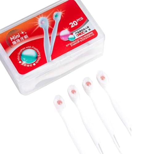 20 cepillos de dientes portátiles de viaje para hotel, mini cepillo de dientes de cuentas explosivas, desechables para adultos, cepillos de dientes de limpieza para mujeres y hombres