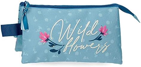 Movom Wild Flowers Estuche Triple Azul 22x12x5 cms Poliéster