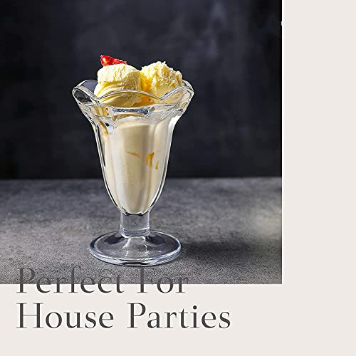 Image of MARTVIA 300ML Ice Cream Glasses Cups Dishes for Desserts, Milkshake,Fruit and Pudding Glass Serving Bowls, Perfect for Home, Restaurants and Parties Dishwasher Safe (Crystal Cups, Set of 6)