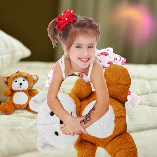 Image of Fun4you Hudded Teddy Bear 50 cm (Light Brown) - Soft Plush Toy for Baby Girls & Boys, Huggable Stuffed Teddy Bear Birthday, Baby Shower Gift for Girlfriend, Kids, Girls Age 2-10