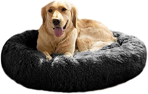 MFOX Calming Dog Bed (L/XL/XXL/XXXL) for Medium and Large Dogs Comfortable Pet Bed Faux Fur Donut Cuddler Up to 25/35/55/100lbs