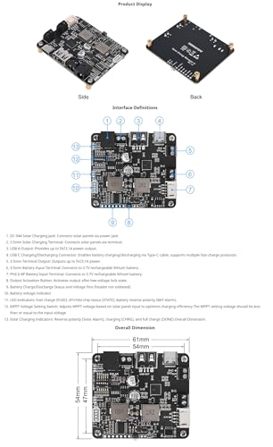 5V-24V Solar Power Management Module with MPPT, Type-C Adapter, 5V/3.1A Regulated Output, for Solar Charging, IoT, and Eco-Friendly Projects