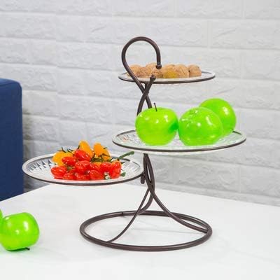 3 Tier Fruit Bowl Countertop Metal Fruit Basket Keeps Fruits and Veg Fresh - Fruit Stand with Removable Bowls for Living Room Afternoon Tea,Champagne