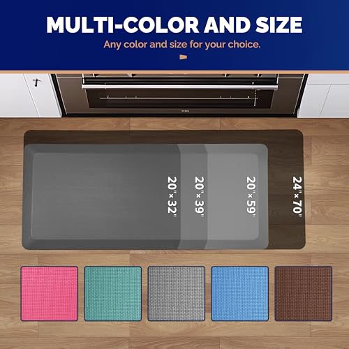 Image of FEATOL Anti Fatigue Mat for Standing, 9 /10 Extra Thick Ergonomic Standing Desk Mat, Comfort Memory Foam Standing Mat at Home,Office All Day (20 inch x 59 inch, Grey, 1PC)