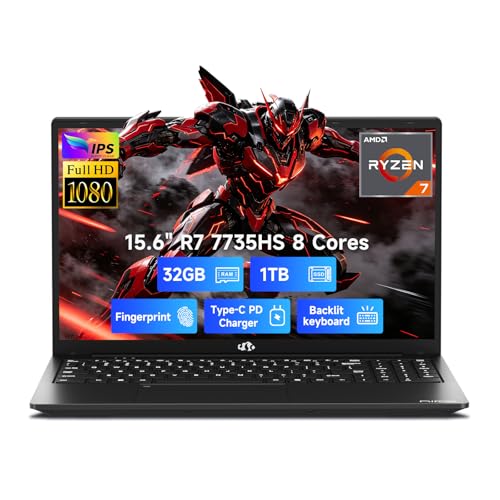 Image of NIMO 15.6 inch AI-Productivity Light Gaming Laptop, AMD Ryzen 7 7735HS 8C /16T, 32GB DDR5 1TB PCIe 4.0 SSD, Radeon 680M for AI Work, Creative Projects, Streaming & Study, FHD 100W USB-C PD, 2-Yr Warranty