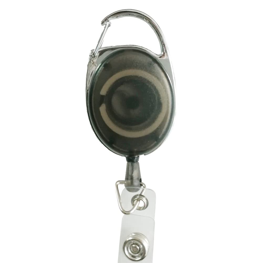 50 Stück einziehbarer Ausweishalter mit Spule, Clip, Schlüsselanhänger, Anti-Verlust-Clip Schlüsselanhänger, 68,9 cm erweiterte Reichweite, transparent schwarz