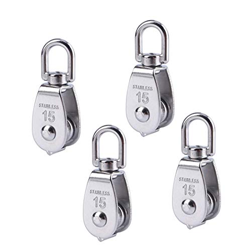 Repuhand - Polea simple de acero inoxidable 304 polea simple para muchas aplicaciones, Garaje, carga de la máquina, cortina, cuerda de la ropa, sistema de polea para perros, etc