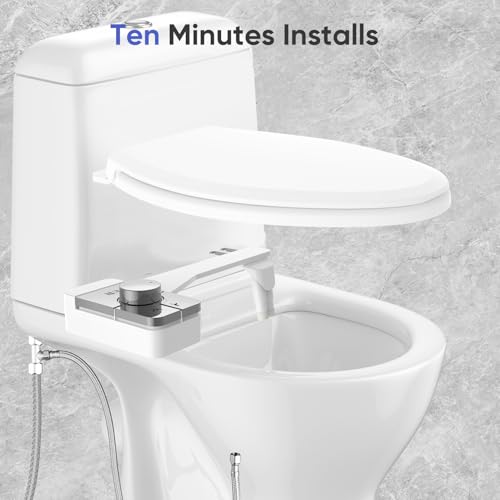 Image of Upgrade Non-Electric Bidet Toilet Seat, Fits Elongated Toilets, Self-Cleaning, Bidet Attachment for Rear & Feminine Wash, Ambient Water Temperature - Bidet with Easy Installation