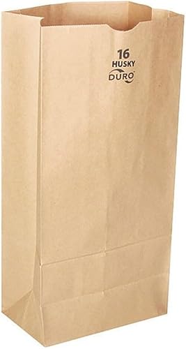Duro 70216 - Bolsa de comestibles de papel para husky de 16 libras, 7 3/4 x 4 13/16 x 16, resistente, papel de león, 400 por caja