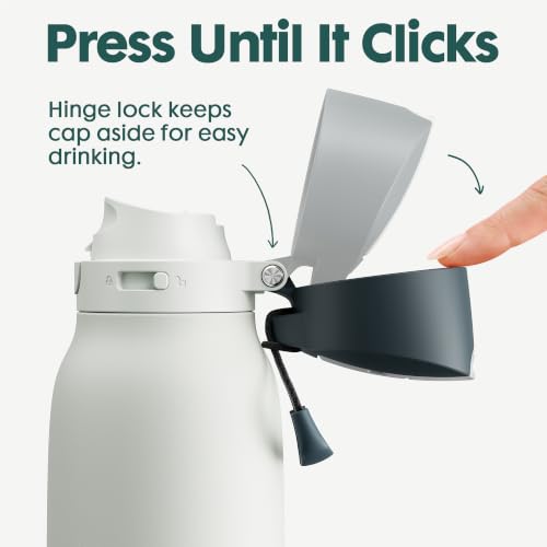 Image of Meoky 24 oz Travel Water Bottle Stainless Steel: Leak Proof Locking Lid, 2-in-1 Straw and Spout, 24 Hours Cold, Top Handle, BPA Free, Slim Insulated Water Bottle for Car Ourdoor, Frost