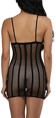 Image of ToBeInStyle Women's Stretch See Through Fishnet Novelty Mini Rave Party Dress