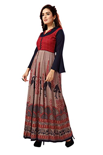 Anarkali Kurti_646 tunique en rayonne avec imprimés graphiques durables - 3