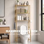 3-Tier Over Toilet Storage Cabinet, No Drilling, 64" H, Gold - Image 3