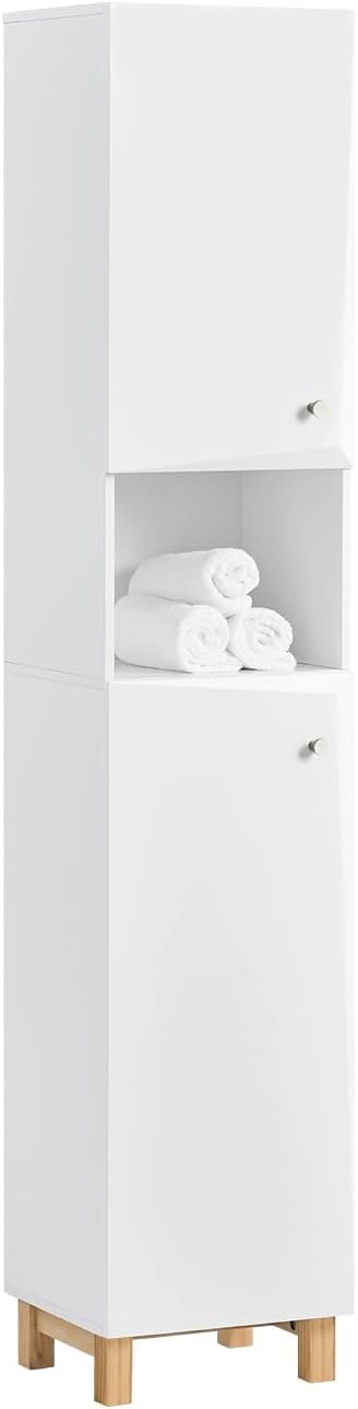 Mobile A Colonnina Per Bagno SoBuy Bianco - 170 Cm, Con Cassetti E Ante A Tapparella, Salvaspazio, FRG236-W - Foto 6