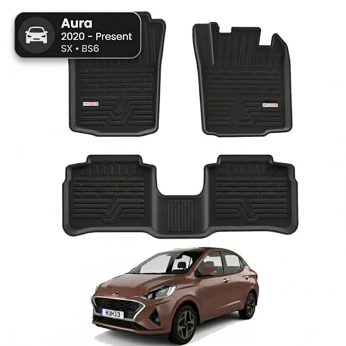 Image of 3D TPE Car Floor Mat for Aura (2020 Onwards)(SX BS6) Custom Fit, Heavy Duty & Anti-Slip Aura Floor Mat | Easy to Clean, All Weather Resistant, Waterproof & Dustproof Car Foot Mat