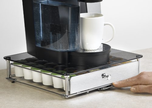 Nifty 6470 Keurig Brewed Glass Top K-Cup Rolling Drawer,Nickel