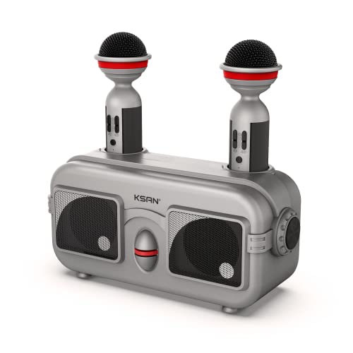 Ksan Karaoke Machine For Kids & Adults With 2 Wireless Microphones Karaoke Portable Pa System For Indoor Outdoor Party Kids Karaoke Machine Player Compatible With Bluetooth, Aux, Usb/Tf #TOP17