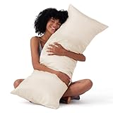 Bedsure Satin Body Pillow Pillowcase, Similar to Silk Body Pillow Cover with Zipper, Soft & Breathable Long Pillow Case, Cooling & Silky Long Pillowcase for Hair and Skin, Gifts, Beige, 20x54 Inches