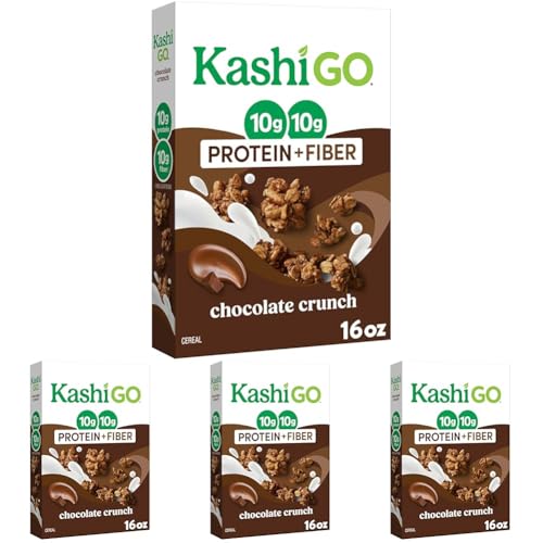 Kashi GO Protein Cereal, High Protein, 10g Fiber, Chocolate Crunch, 16oz Box (1 Box) (Pack of 4)