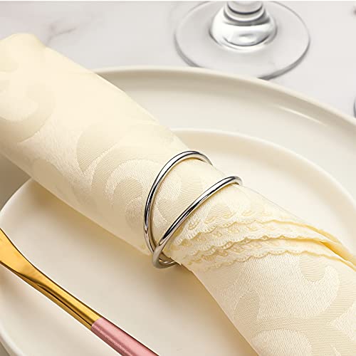 Tecunite 12 Pieces Napkin Rings Metal Spiral Napkin Rings Buckles Simple Alloy Napkin Rings Serviette Napkin Holder Ring For Weddings thumb #2