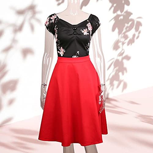 Image of YARN & INK Women's Rockabilly Tops 1950s Pinup Shirt Casual Off Shoulder Vintage Blouse
