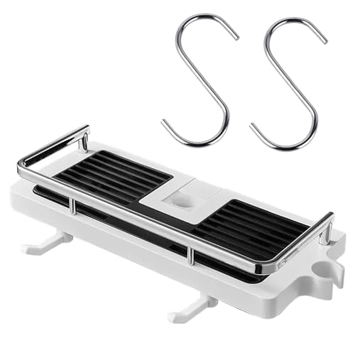 MEMOFYND 1 soporte para ducha con 2 ganchos tipo S, estante para ducha sin perforación, jabonera colgante, estante de baño ajustable, apto para champú, jabón, gel de ducha