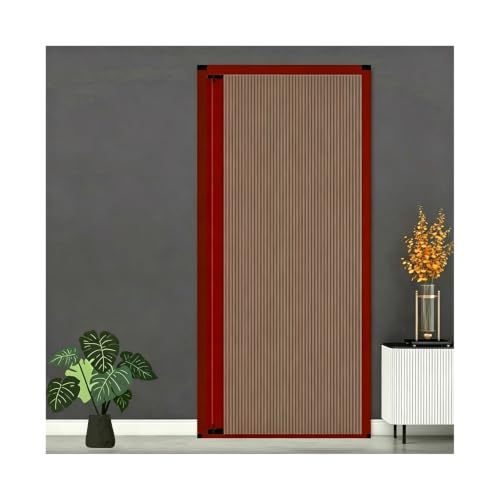 Puerta Plegable Sin Perforación, Puerta De Acordeón De Riel Ultrabajo Con Marco De Aluminio, Para Puerta, Granero, Guardarropa, Dormitorio, Lavadero(Brown,28' x 80')