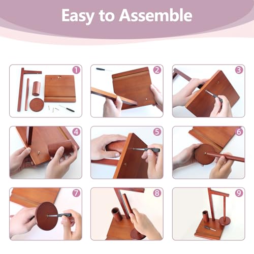 Image of Wooden Yarn Holder for Crocheting，Crochet Yarn Holder with Phone Stand, Rotatable Yarn Ball Holder with Crochet Hook Storage，Yarn Spinner for Knitting Enthusiasts