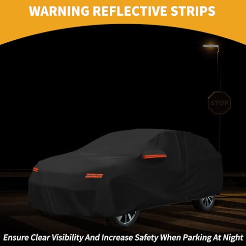 Image of Car Cover Waterproof All Weather Sun Rain Protection Full Exterior Cover for Honda CRV 7-Seater Black with Left Side Zippers