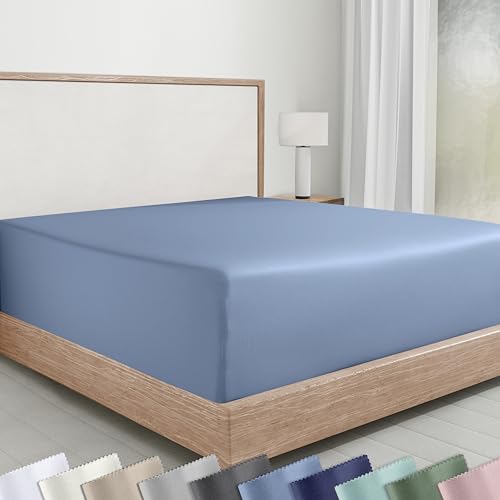California Design Den Fitted Sheet Queen, Soft 100% Cotton Sateen, Deep Pocket, Durable All-Around...