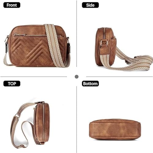 Quilted Crossbody Bags for Women Vegan Leather Purses Small Shoulder Handbags with Wide Strap4