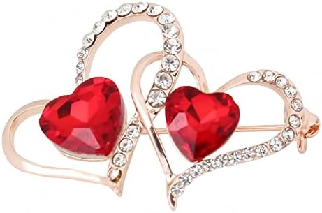 LNGOW Heart Brooch for Women Valentine's Day Brooch Pin Elegant Rhinestone Brooches Pins Wedding Party Clothes Fashion Jewelry Accessories Chirstmas Thanksgiving Gift,Red
