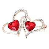 LNGOW Heart Brooch for Women Valentine's Day Brooch Pin Elegant Rhinestone Brooches Pins Wedding Par