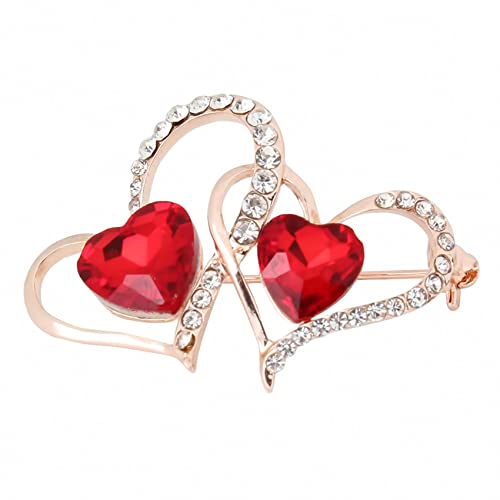Lngow Heart Brooch For Women Valentine's Day Brooch Pin Elegant Rhinestone Brooches Pins Wedding Party Clothes Fashion Jewelry Accessories Chirstmas Thanksgiving Gift,Red #TOP1