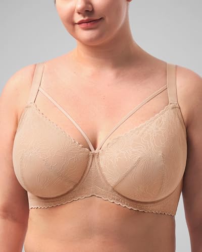 Image of HSIA Minimizer Bras for Women Full Coverage, Unlined Lace Sexy Plus Size Underwire Bra for Large Breasts