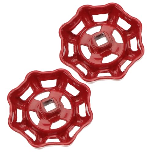 Gadpiparty Manijas de Grifo de Hierro Fundido Rojas 2 Piezas Manija de Compuerta de Agua Resistente para Válvulas Exteriores Repuesto para Mangueras y Fontanería Doméstica