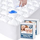 2 Pack Full Size Mattress Protector Pad Waterproof Quilted, Breathable & Cooling Full Mattresses Pad Cover Fitted with Deep Pocket Up to 14