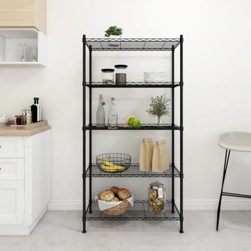 Étagère d'atelier noire à 5 niveaux pour ranger les outils et libérer le garage