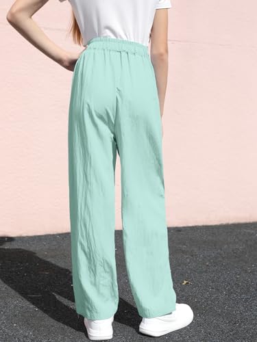 Image of SANGTREE Girls & Woman Wide Leg Pants Lightweight Casual Elastic High Waist Straight Leg Loose Trousers,4 Years - Woman 2XL
