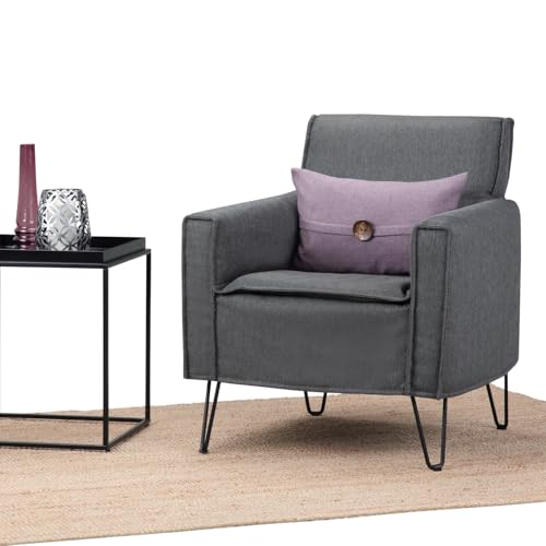 Sillón moderno gris con patas de metal miniatura 2