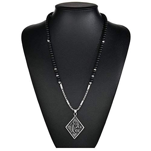 Hsqyj Men's One Percent 1% Stainless Steel Necklace Unique Men's Cool Pendant Motorcycle Biker Charm Chain Necklaces For Men Teens #TOP1