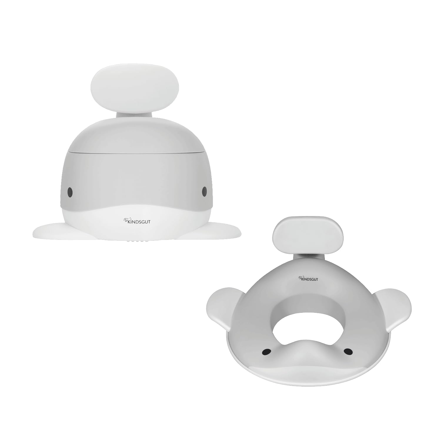 Kindsgut Potty Training Toilet and Seat Bundle in Whale Design, Designed in Germany, Potty Training in a Beautiful Design, Light Grey