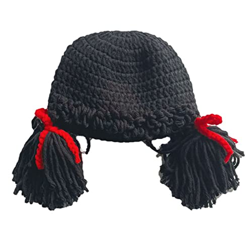 Qhome Girls Crocheted Cabbage Patch Clown Pigtail Costumes Hat Halloween Wig Funny Hat Carnival Winter Hat for Kids
