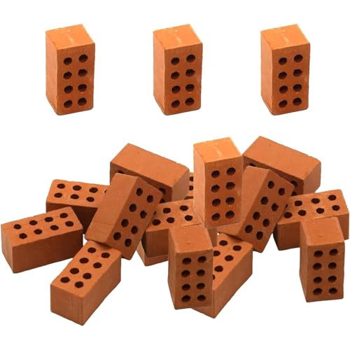 Mini Ziegelsteine 100 Stück Mauersteine für Modellbau Teifoc Steinbaukästen DIY Projekt Ziegelsteine Kinder Märchengarten Dekoration 2x1x1cm Bausteine