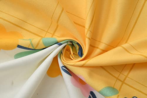 Image of Castiqa Cotton Feels All Over Elastic 400 TC Floral Fitted Bedsheet Set Perfect Upto 10inch Mattress with 2 Matching Pillow Covers Size-18x28inch (Queen Size 60x78, Yellow)